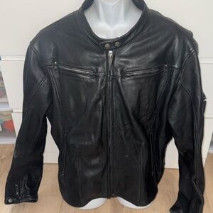 First Classics Leather Motorcycle Jacket Mens 4XL Black Biker Riding Armor